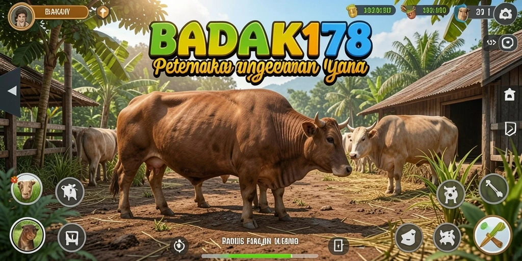 Tampilan gameplay seru dari BADAK178 dengan aktivitas bertani.