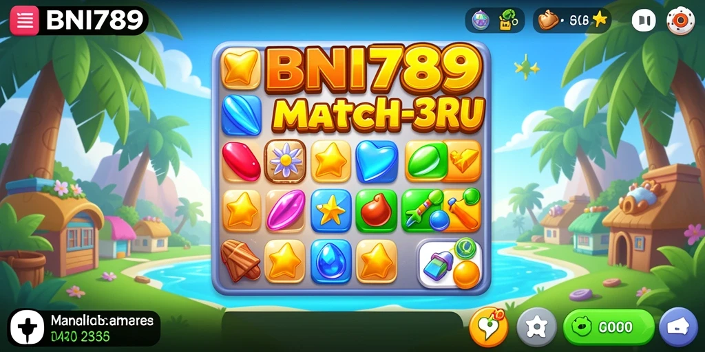 Tampilan gameplay BNI789 yang menarik dan penuh aksi Match-3.