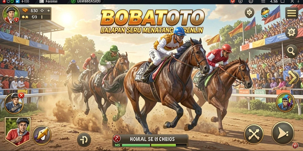 Tampilan visual menegangkan dari gameplay balapan BOBATOTO.