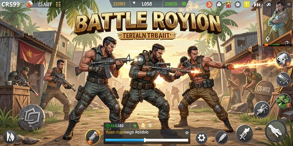 Gameplay seru dalam battle royale dengan aksi intens dan strategi mendalam.