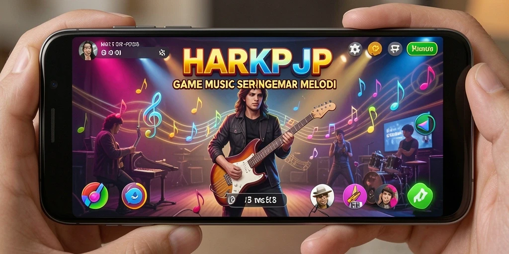 Tampilan gameplay seru dari HARAPJP dengan berbagai lagu menarik.