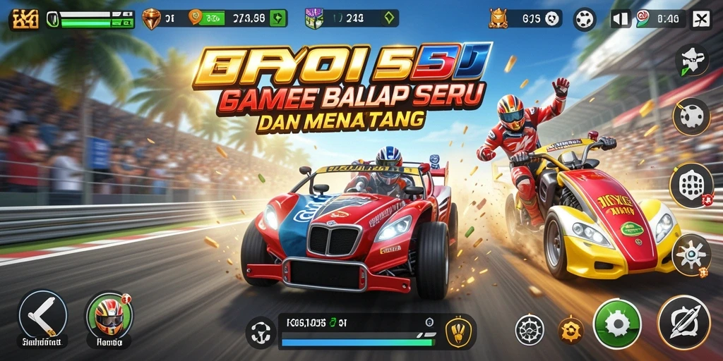 Screenshot gameplay HOYE55 yang menampilkan aksi balap seru.