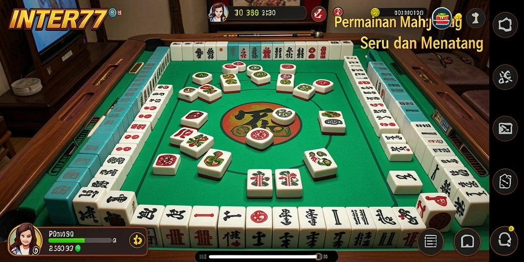Screenshot INTER77 menampilkan gameplay Mahjong yang seru dan interaktif.