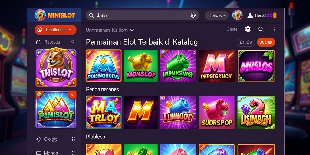 Tampilan gameplay menarik dari MINISLOT dengan berbagai pilihan mesin slot.