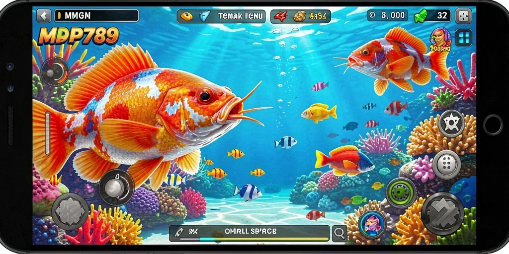 Screenshot menunjukkan aksi menembak ikan di MVP789.