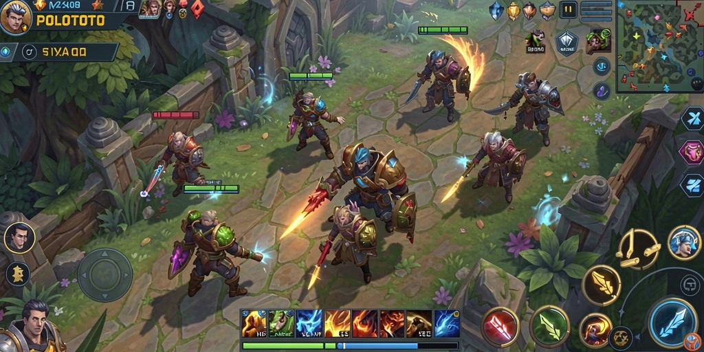 Screenshot utama menunjukkan aksi seru di arena pertarungan POLOTOTO.
