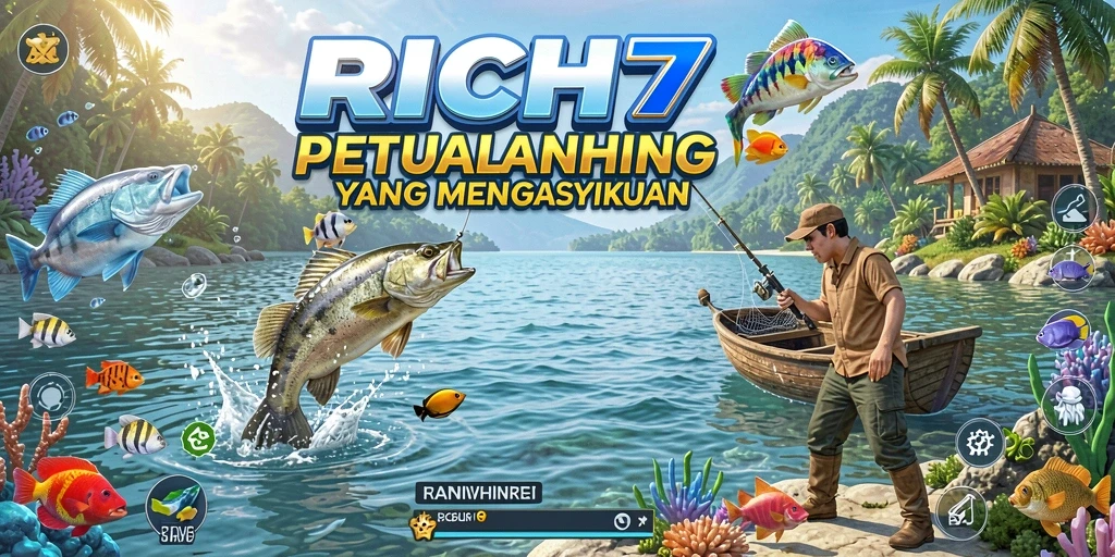 Screenshot utama RICH7 menampilkan gameplay memancing yang realistis dan menyenangkan.