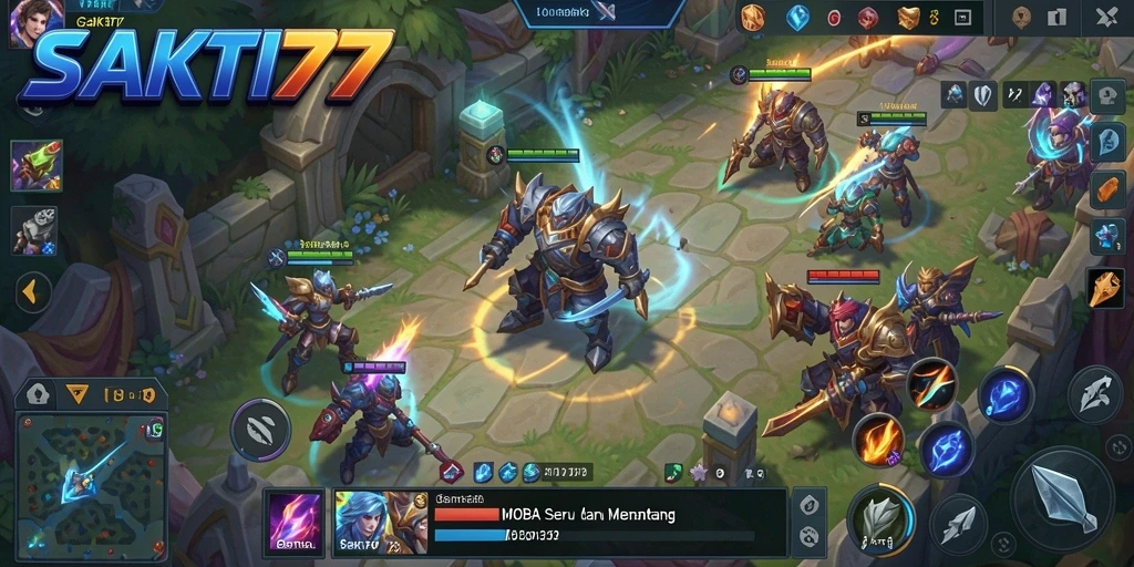 Screenshot SAKTI77 menampilkan momen seru dalam pertarungan MOBA.