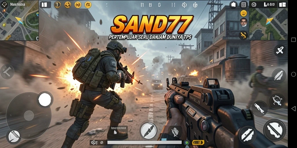 Screenshot SAND77 menampilkan aksi pertempuran mendebarkan dalam TPS.