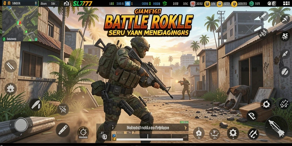 Screenshot tampilan gameplay bertempur di arena Battle Royale SL777.
