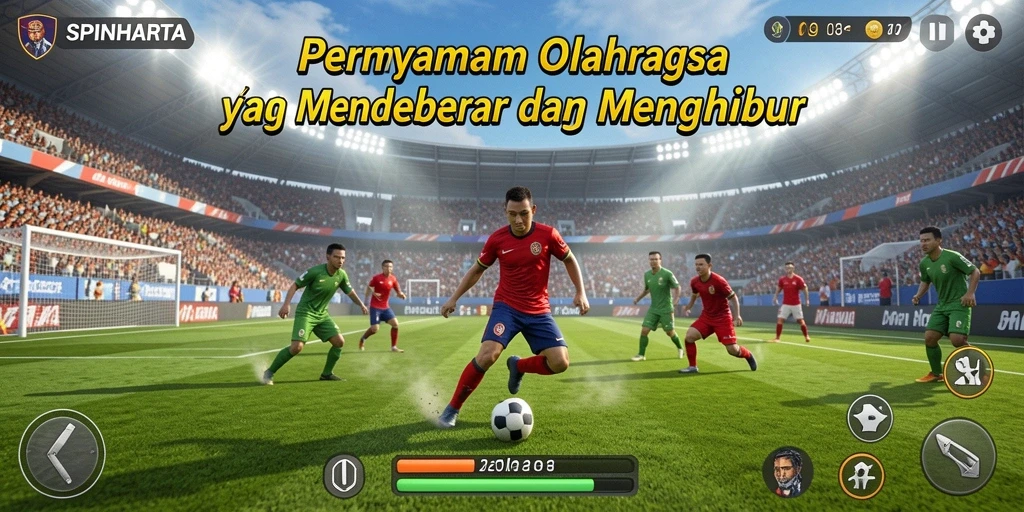 Tangkapan layar menunjukkan pemain beraksi dalam permainan olahraga yang seru.