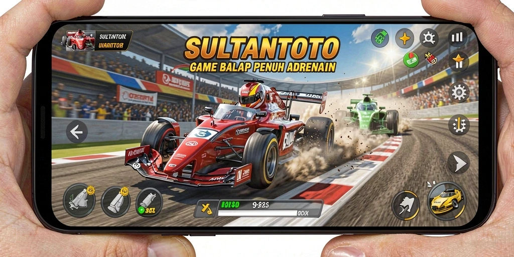 Tampilan gameplay SULTANTOTO yang mendebarkan saat balapan.