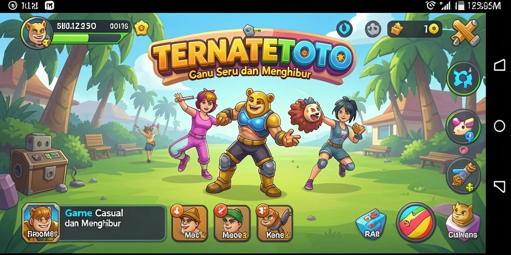 Tampilan gameplay TERNATETOTO yang ceria dan penuh warna.