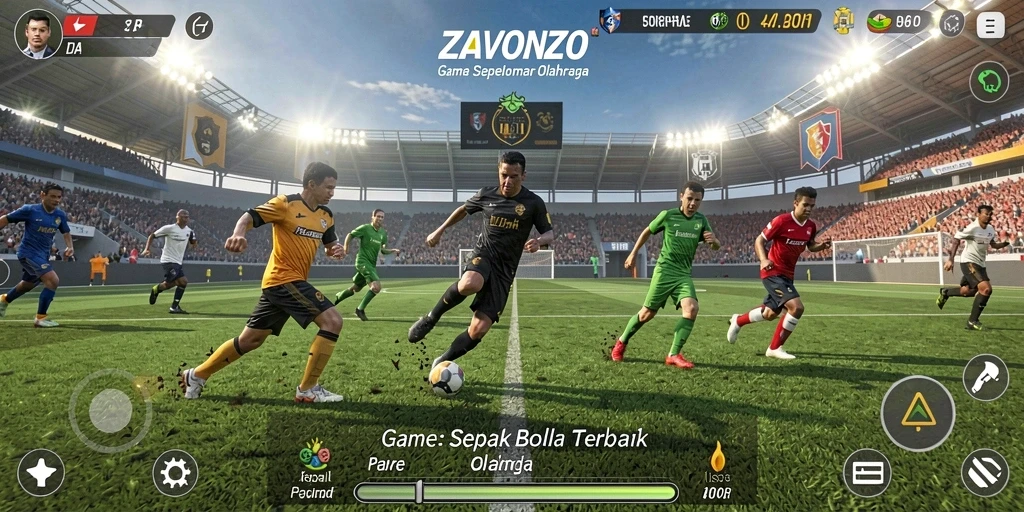 Menampilkan aksi intens dalam ZAVONZO saat pemain bertanding di lapangan.